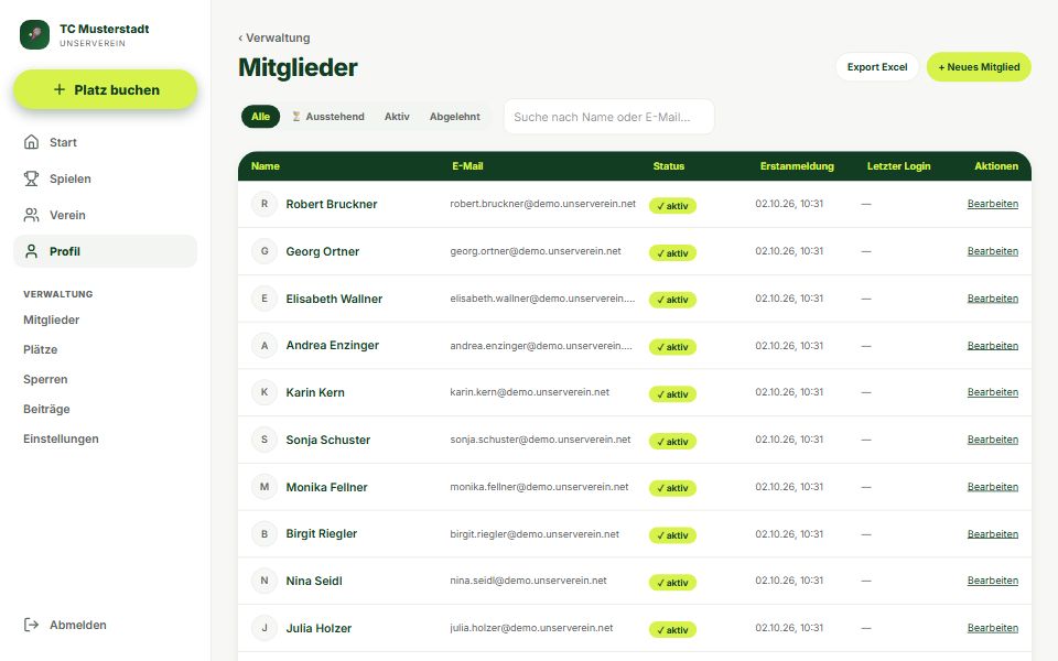 Mitgliederverwaltung am Computer